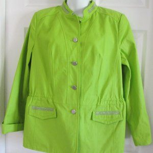 LAURA ASHLEY Chartruese/Lime Green Lined Lightweight Bling Jacket Coat (GWBB)